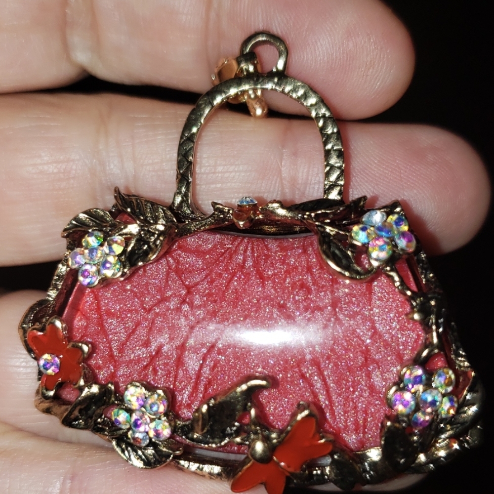 NWT Crystal purse necklace by Betsey Johnson - Picture 2 of 6